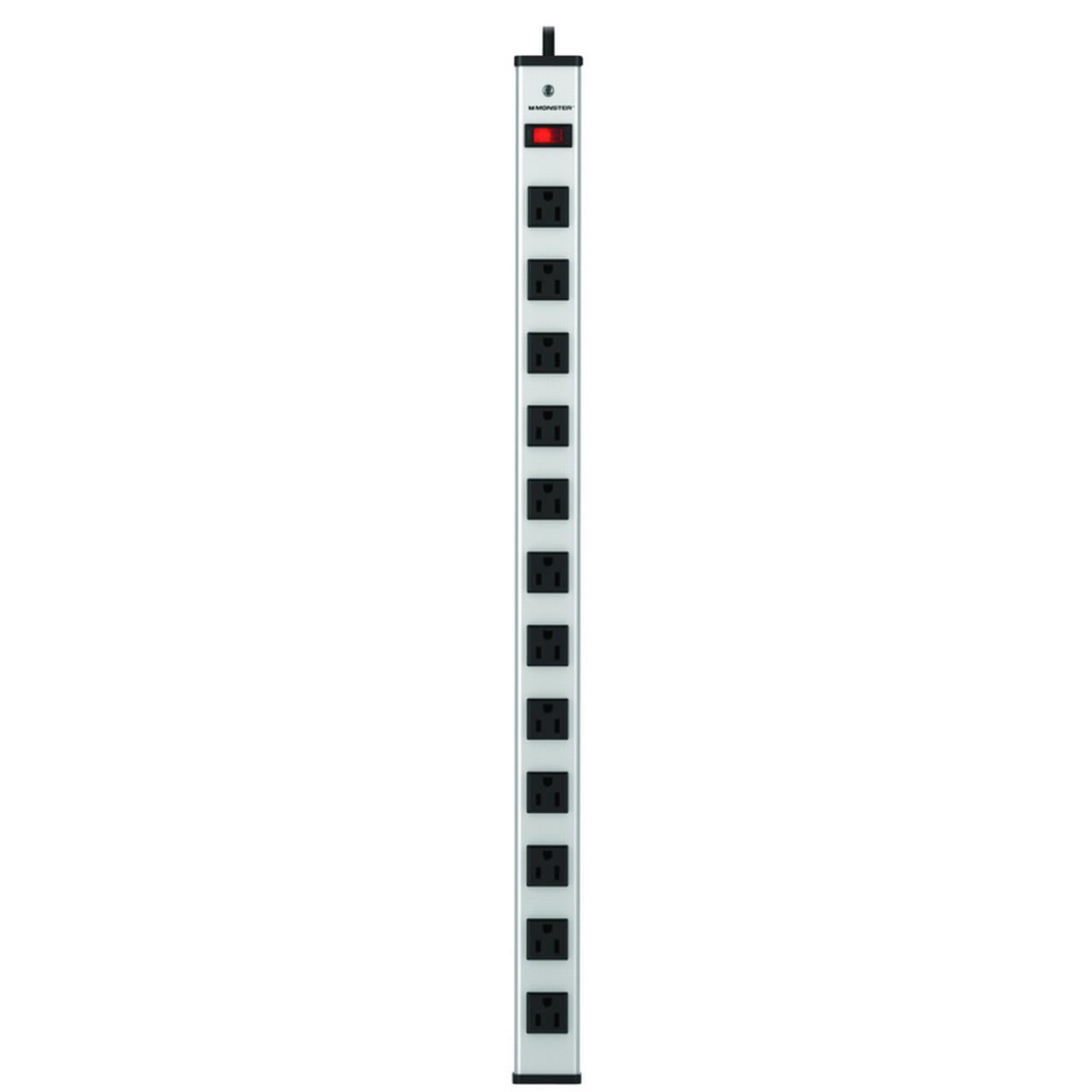 Monster 3001095 6 ft. 12 Outlets Power Strip, Silver & Black