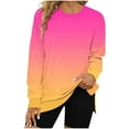 thumbnail image 3 of Scyoekwg Womens Fall Tops Long Sleeve Trendy Dressy Casual Comfy Clothes for Women Loose Gradient Color Graphic Tee Crewneck Tunic Tops Pullover Tops Blouses(Hot Pink,S), 3 of 4