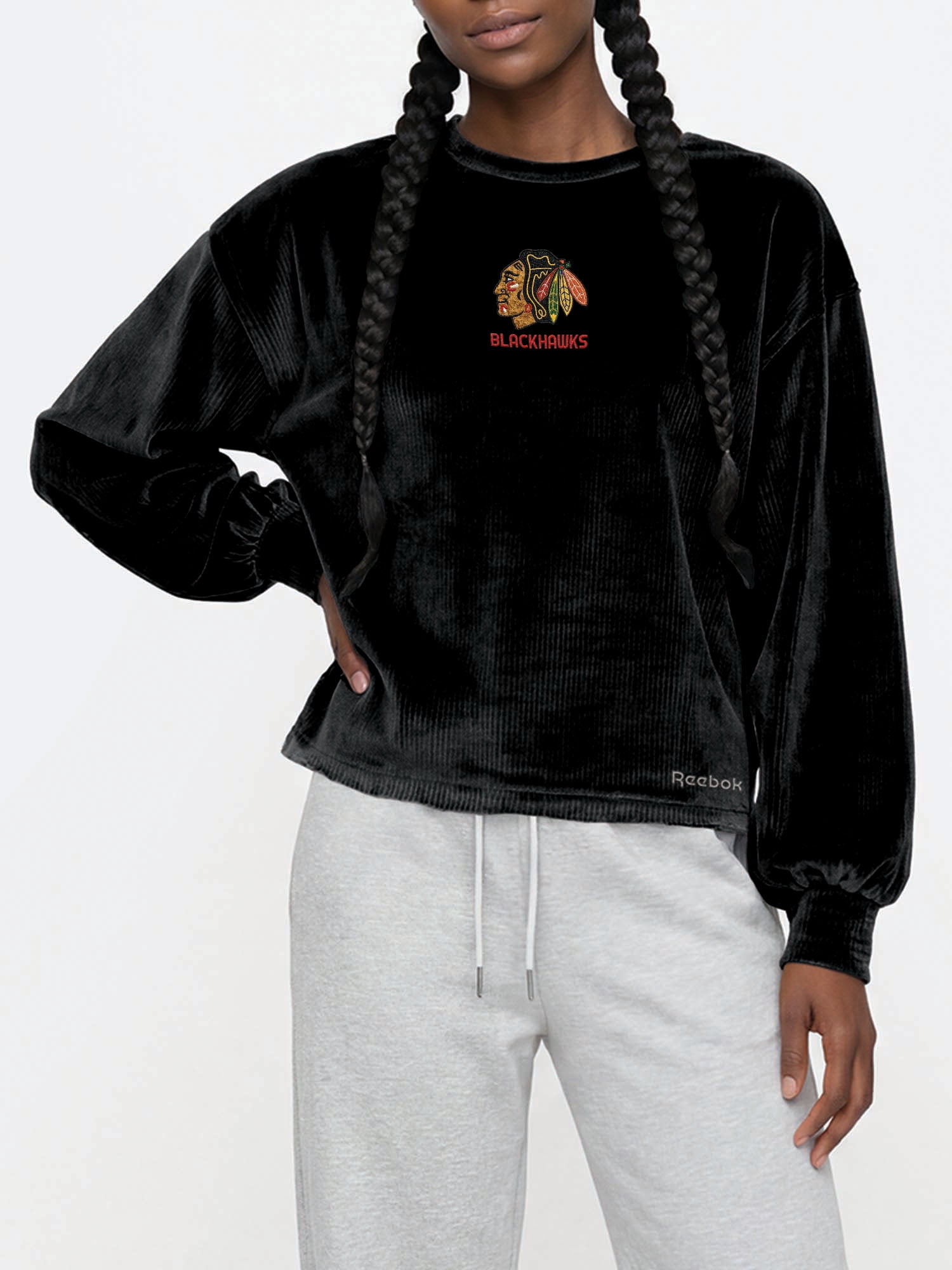 Chicago Blackhawks Reebok Womens Crew Neck Pullover with Balloon Sleeves