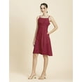 thumbnail image 7 of Moomaya Womens Solid Strap Shoulders Dress, Round Neck A-Line Dress, 7 of 7