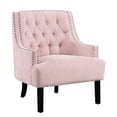 thumbnail image 2 of Pink Chenille Upholstered Chair With Solid Wood Structure And Button- Back For Home Decoration Element Elegant Accent Seat Living Room Base Interior Object, 2 of 4
