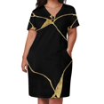 thumbnail image 2 of Kintsugi-vestido holgado con bolsillos para mujer traje largo japonés con estampado artístico en negro y dorado ropa elegante de verano, 2 of 6