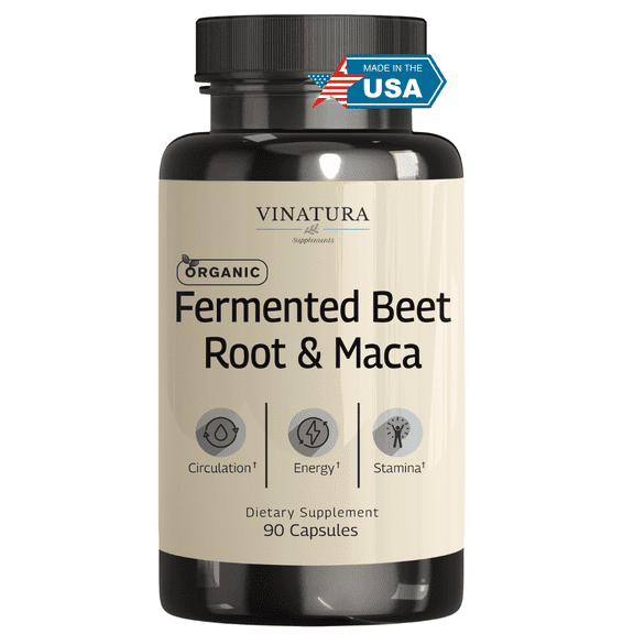 Vinatura Organic Fermented Beet Root with Maca, 1200MG - 90 Capsules