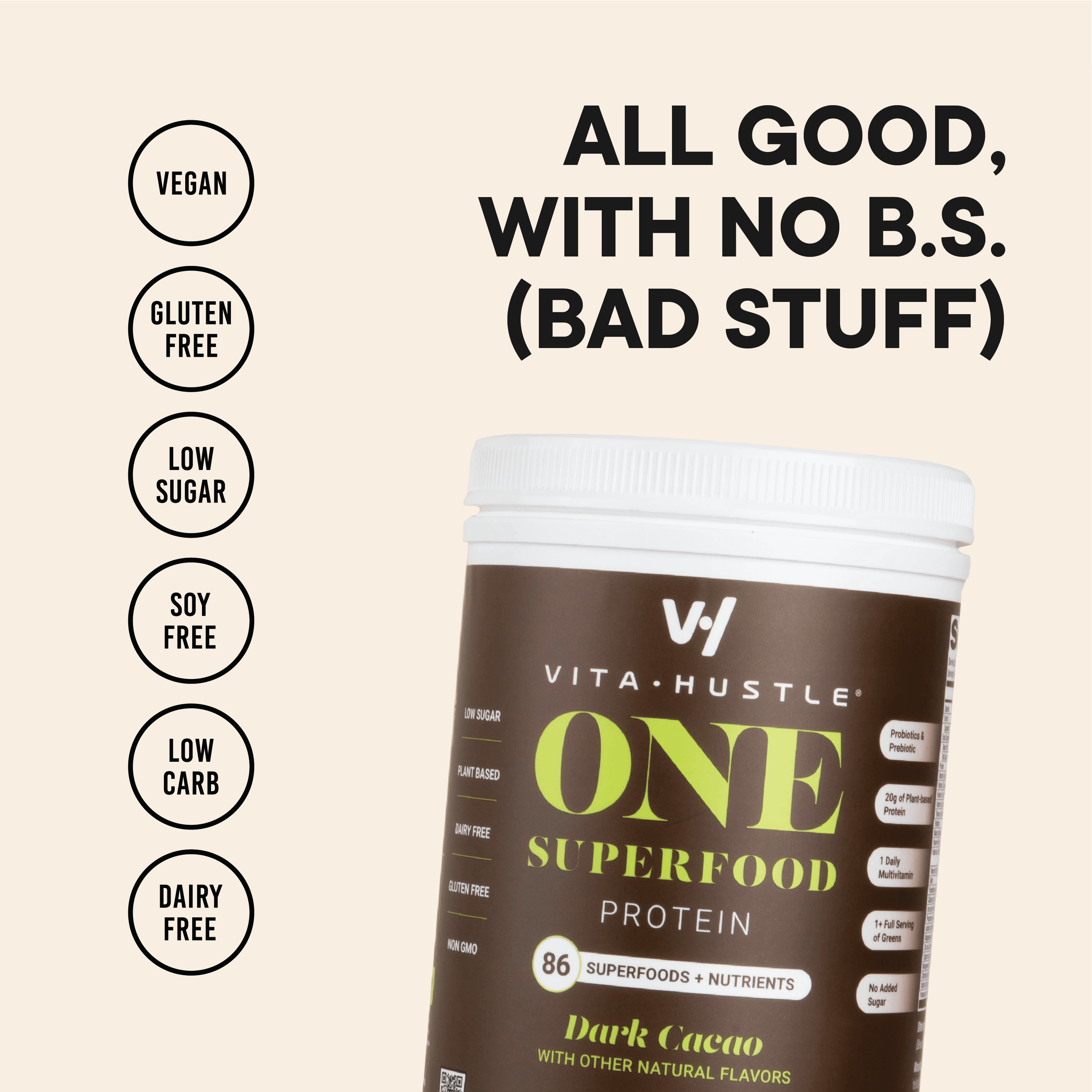 (2 pack) One Superfood Protein, 20g Plant Protein, Chocolate, 10 Servings