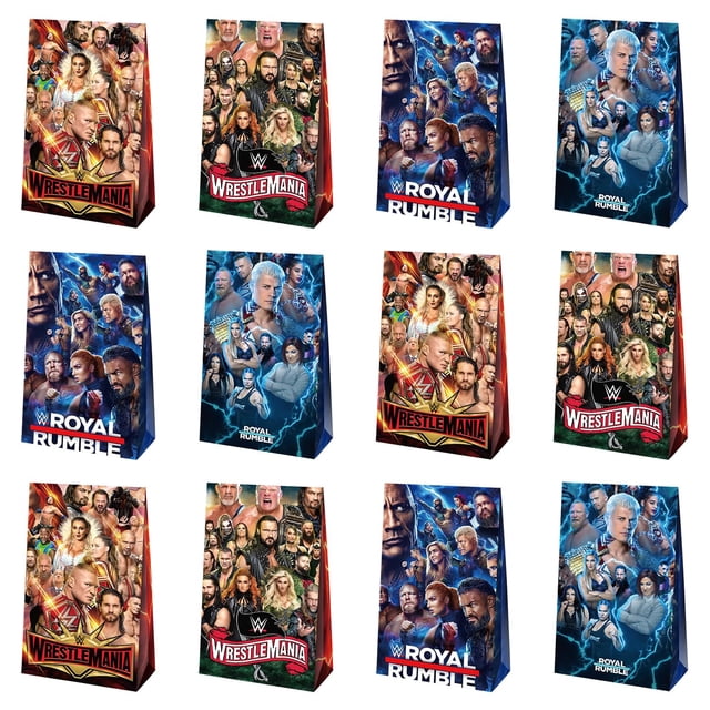 Bolsas de fiesta Genshii con temática de lucha libre para niños, 12 unidades