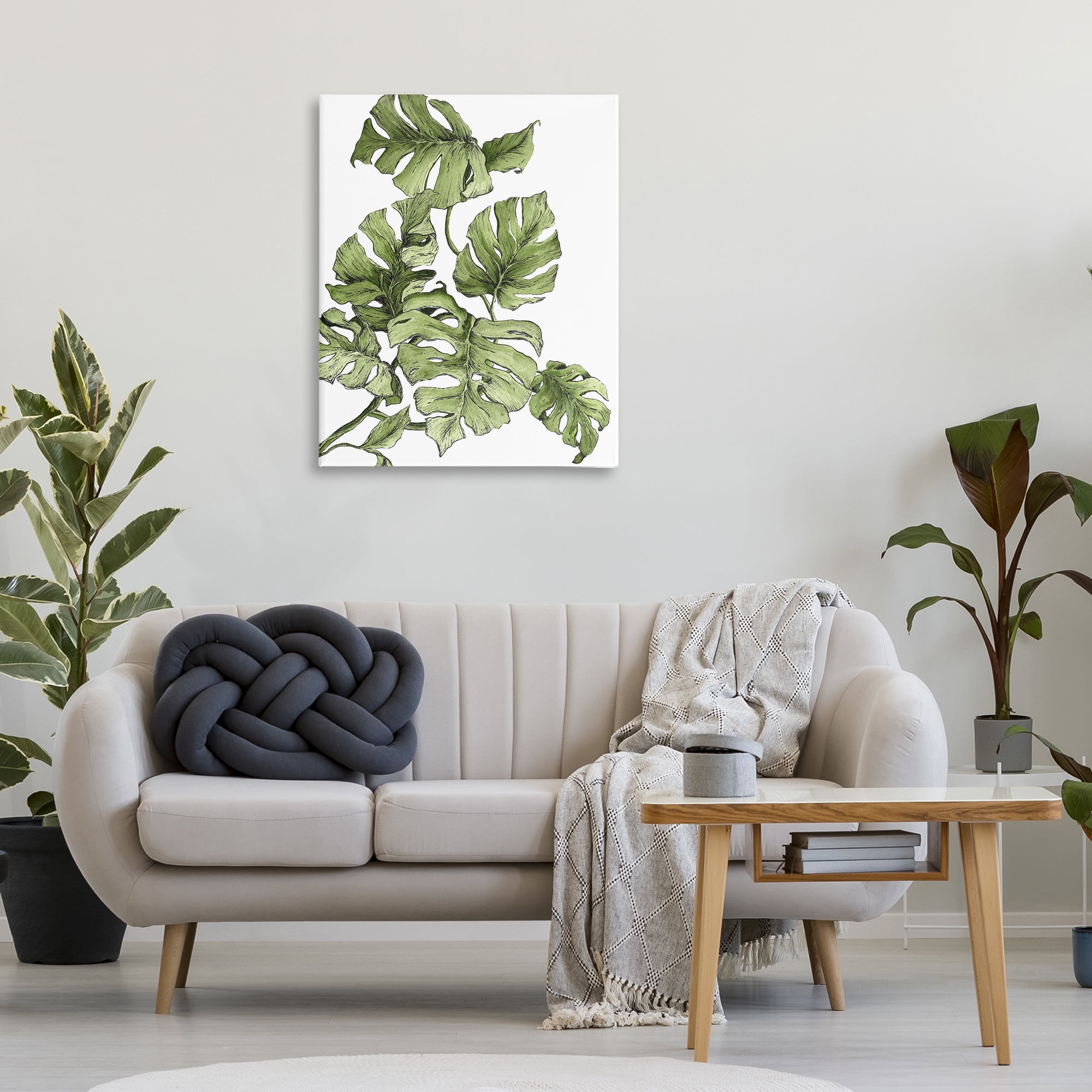 Stupell Industries Falling Monstera Leaves Botanical & Floral Painting Gallery Wrapped Canvas Art Print Wall Art, 30 x 40