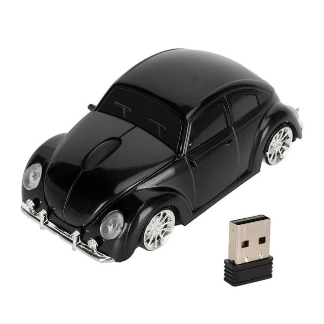 Wireless Mouse Red Sports Car Style 2.4GHz USB Receiver 1600DPI LED Headlamp Office Mouse for Laptop Desktop Computer Black