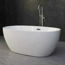 WoodBridge 59" Acrylic Freestanding Bathtub Contemporary Soaking Tub, Oval B-0018