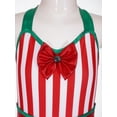 thumbnail image 5 of Aislor Kids Girls Candy Cane Costume Xmas Santa Cosplay Sleeveless Striped Sequins Leotard Size 6-16 A Red 8, 5 of 7