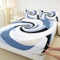 thumbnail image 3 of Manfei Adult Modern Abstract Full Size Sheets, Fashion Stripe Ombre Minimalst Bed Sheets, Blue Swirl Spiral Sheet Sets, Luxury Bedroom Decor, 4-Piece, 3 of 7