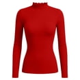 thumbnail image 4 of MYAOYINo Boundaries Womens Ribbed High Neck Pullover Top Long Sleeve Workwear, 4 of 7
