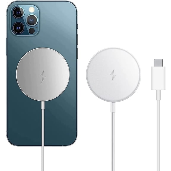 FUCHEGN Magnetic Wireless Charger - Mag-Safe Charger for iPhone 16/16 Pro/16 Plus/16 Pro Max/15/15 Pro/15 Plus/15/14/13 Pro max - Fast Charging Pad for AirPods 3/2/Pro, White