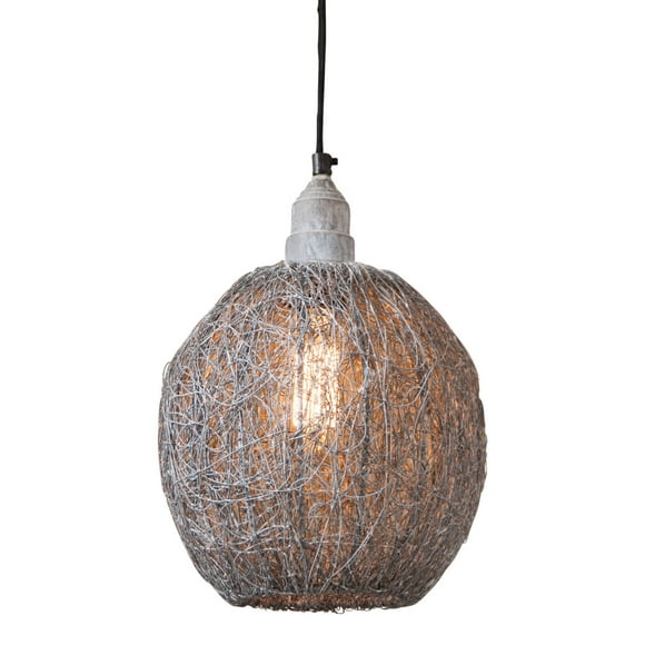 Irvins Country Tinware Nesting Wire Hanging Light Kitchen Pendant in Weathered Zinc 12 Inches