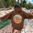 thumbnail image 2 of Puliio Women's Hoodie Retro Sunset Wave Letter Graphic Print Oversized Soft Long Sleeve Beach Sweatshirt With Front Pocket, 2 of 5