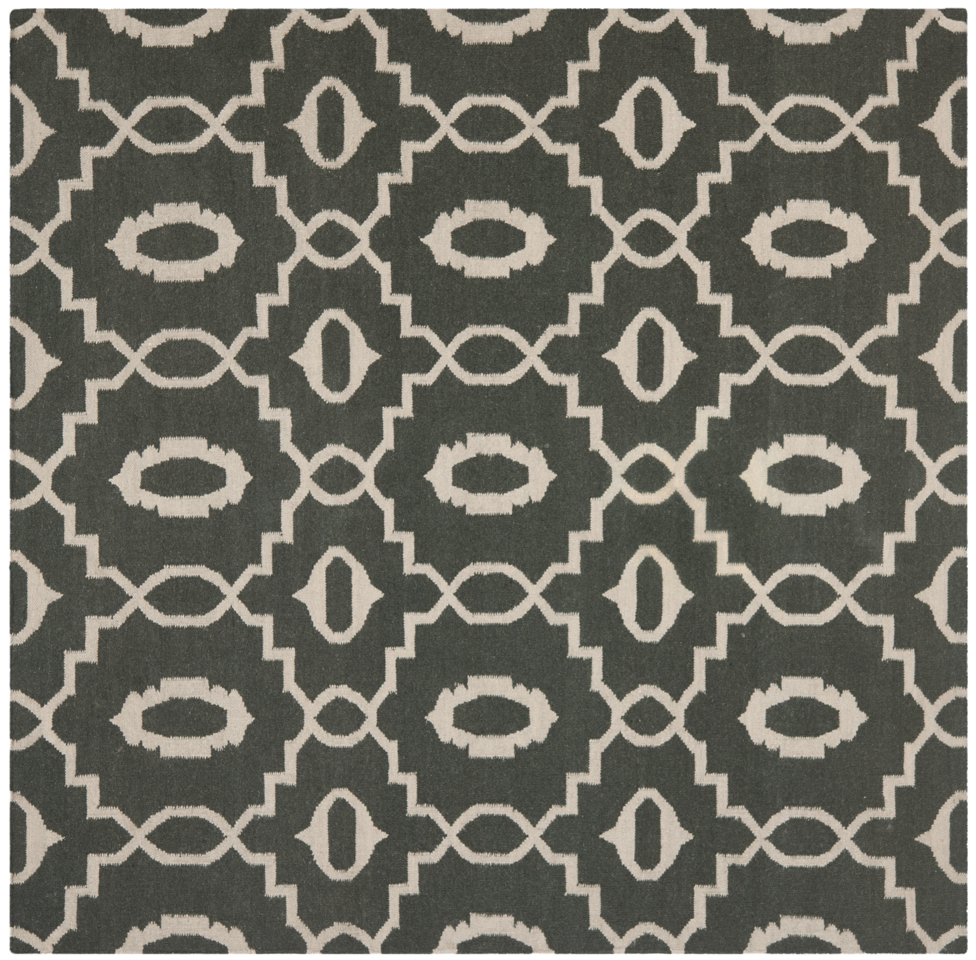 Safavieh Dhurries Guliana Geometric Wool Area Rug, Charcoal/Ivory, 6' x 6' Square