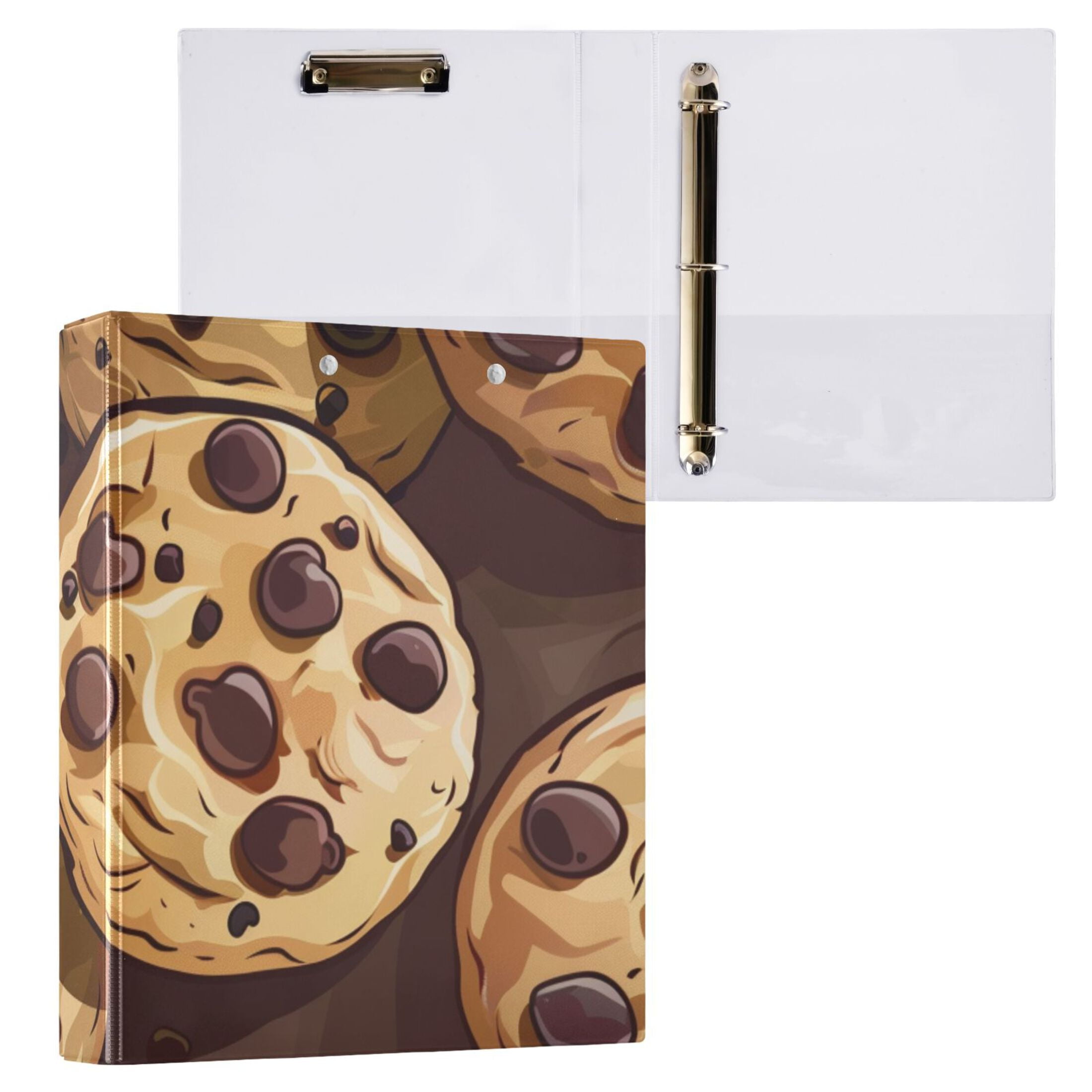 Chocolate Chip Cookies 3 Ring Binders 1.5 inch Hardcover File Folders with Interior Pockets A4 Size Organizer for School Office Hospital