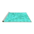 thumbnail image 2 of Ahgly Company Machine Washable Indoor Round Abstract Turquoise Blue Modern Area Rugs, 4' Round, 2 of 4