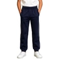 thumbnail image 3 of Falkdiz Boys Cotton Pants Solid Color Cargo Pockets Back to School Pantalones Joggers Stylish Relaxed fit Trousers for Boys Elastic Waist, Navy, Size: 5-6 Years, 3 of 8