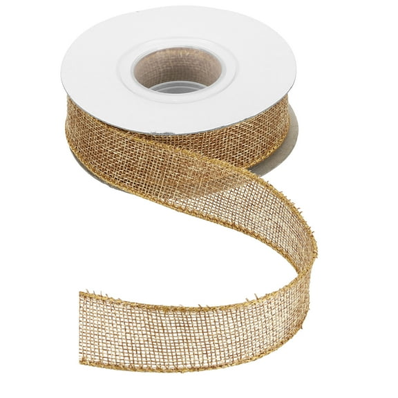 Uxcell Burlap Wired Ribbon 1" x 10 Yard Wired Edge Ribbon Woven Strap, Gold Yellow