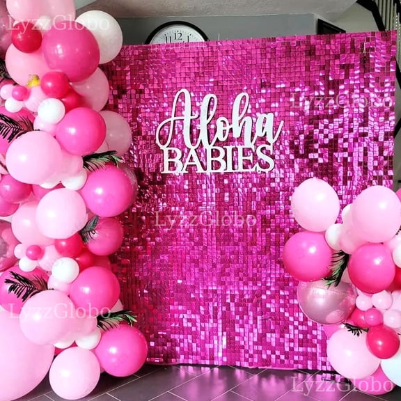 30PCS Hot Pink Square Sequins Backdrop Panels 5x6FT Hot Pink Shimmer Wall Panels for Party Photo Booths Wedding Birthday Decor