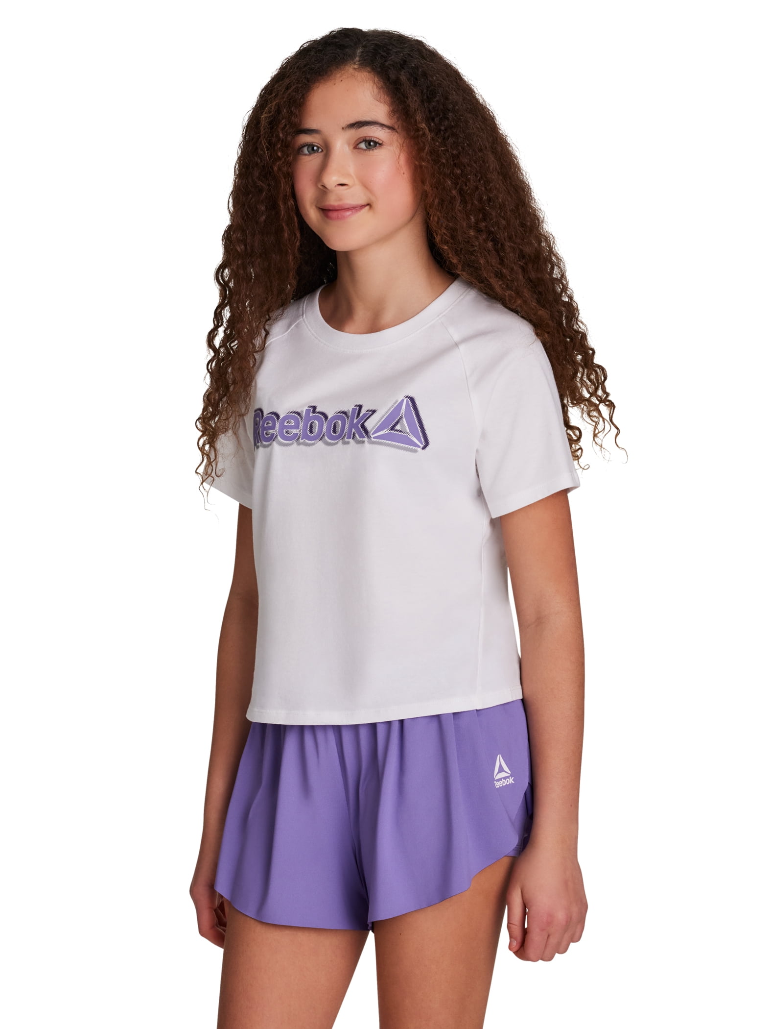 Reebok Girl's Athletic T-Shirt & Flutter Short, 2-Piece Set, Sizes 4-18