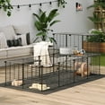 thumbnail image 2 of Pet Fence, DIY Small Animal Cage with Waterproof Mat, Indoor Metal Mesh Pet Enclosure, for Puppy, Guinea Pig, Bunny, Turtle, and Chick, 11.8" x 11.8", 24 Panels, Black, 2 of 9