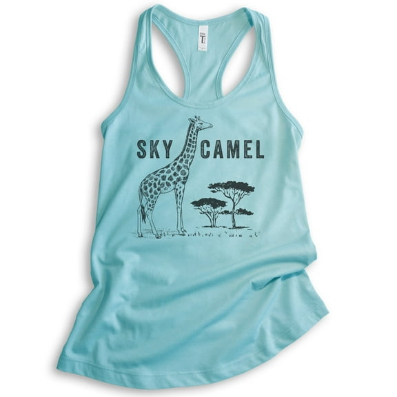 Sky Camel Tank Top, Ladies Racerback Tank Top, Funny Giraffe Tank, Safari Tank, Cancun, Small