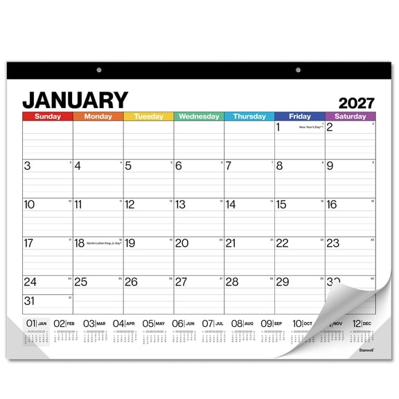 Dunwell 2027 Desk Calendar, 22x17, Rainbow