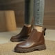 thumbnail image 2 of NECHOLOGY Botas Mujer Adulto Femenino Zapatos Botines para mujer mujer Color sólido cómodo deslizamiento en tacones cuadrados cuero Artificial botines cortos zapatos de punta redonda (Brown, 7), 2 of 7