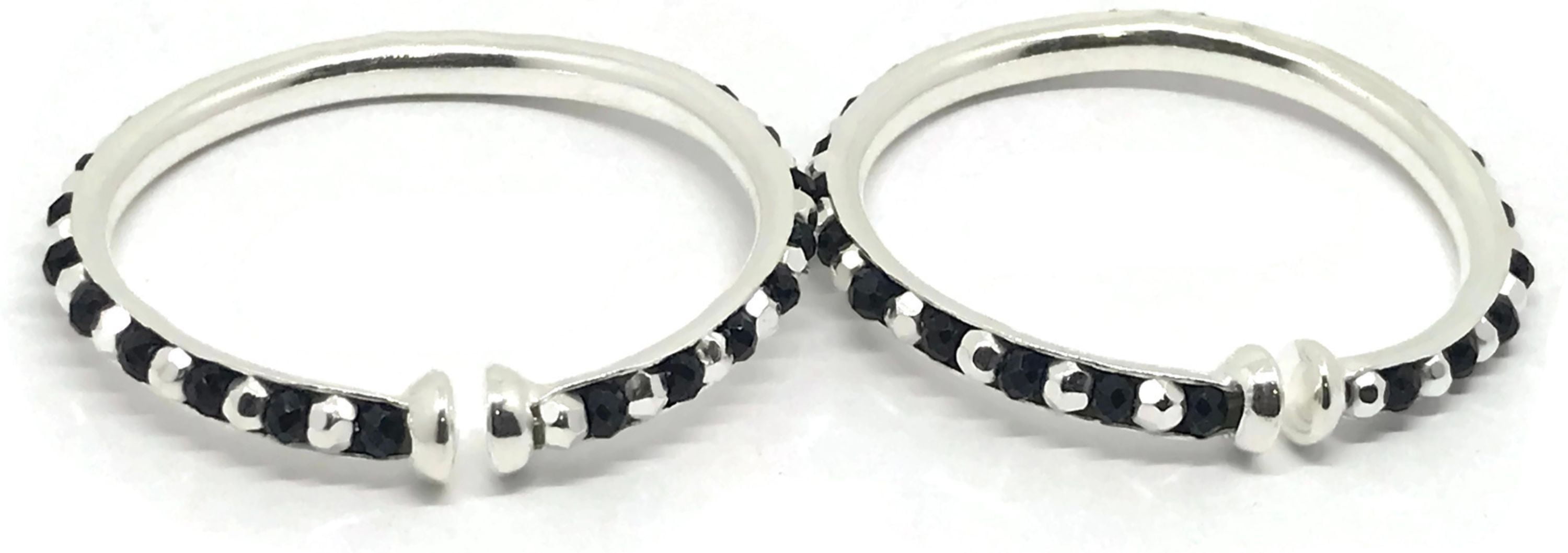 Baby silver bangles store with black beads
