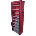 thumbnail image 1 of 9 Tier 9 Lattices Non Woven Fabric Shoe Rack,Free Standing Shoe Racks,Shoes Racks Organizer for Closet,Stackable Shoe Rack,with Side Pocket,for Doorway, Corridor, Balcony, Living Room (Grey), 1 of 7