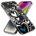 thumbnail image 2 of MUNDAZE Apple iPhone 14 Pro Shockproof Clear Hybrid Protective Phone Case Black White Hearts Love Graffiti Cover, 2 of 5