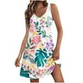 thumbnail image 2 of Njoeus Women's Summer Comfort T Shirt Dress Pocket Cute Floral Dress Sleeveless V-Neck Tank Sundress Beach Cover Up S-XXL, 2 of 6