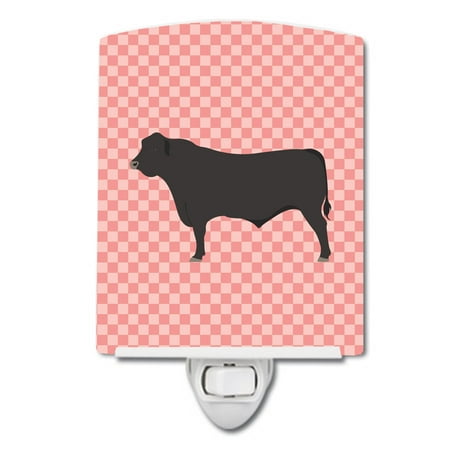 

Caroline s Treasures BB7828CNL Black Angus Cow Pink Check Ceramic Night Light 6x4x3 multicolor