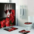 thumbnail image 2 of DA BOOM Valentines Shower Curtain Romantic Red Rose Flowers and Wine Shower Curtain Sets with Non-Slip Rug, Toilet Lid Cover, Bath Mat and 12 Hooks, Durable Waterproof Shower Curtain Sets, 2 of 11