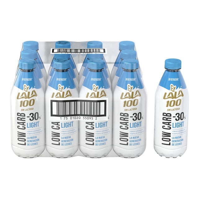Lala 100 Low Carb Light Leche Sin Lactosa - 1 Paquete x 12 Piezas 1 Litro c/u, Total: 12 L