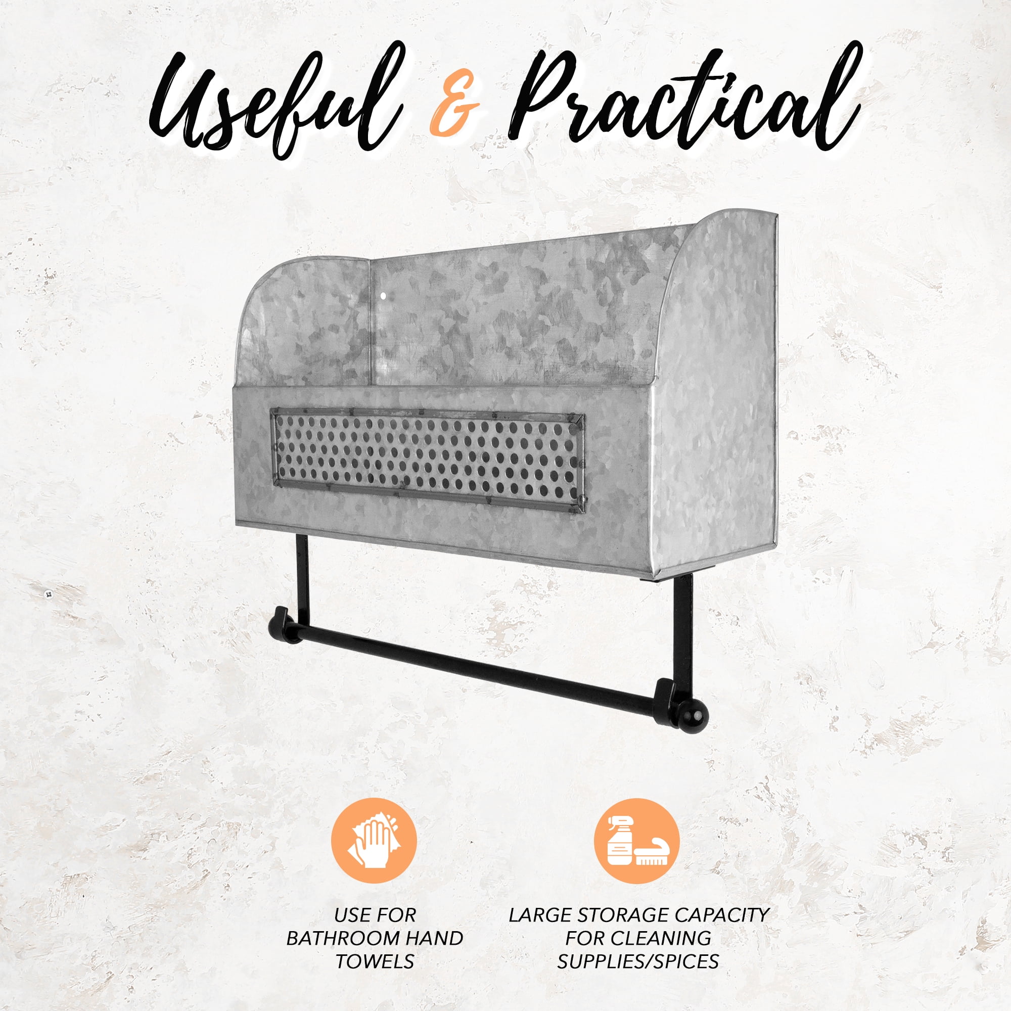 Autumn Alley Wall Mounted Farmhouse Galvanized Paper Towel Holder – Rustic Kitchen Decor