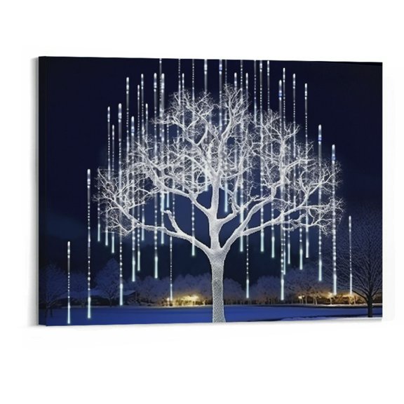PRATYUS Christmas Lamplight 20x16in Canvas Wall Art Picture for Living Room Bedroom 20x16in