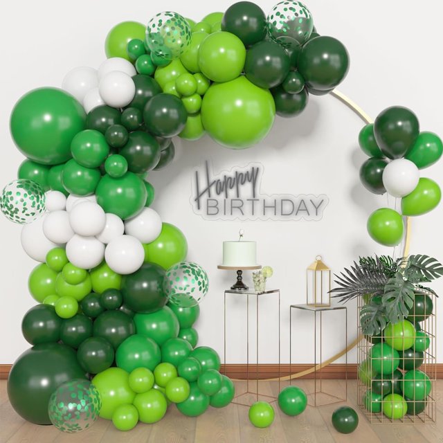 Kit de arco de globos Archloon 156 piezas, verde, látex y confeti