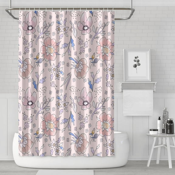 Quick Dry Floral Shower Curtain Waterproof Fabric 72x72 Inches