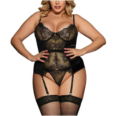 

V Neck Sheer Lingerie Sexy Floral Lace Babydoll Sexy Lingerie Women Bodysuit
