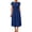 Blue, variant on Women's Casual Midi Dress Crew Neck Short Sleeve Elastic Waist a Line Flowy Dress with Pockets Pull on Soft Breathable Fabric for Summer Spring Daily Wear