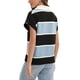 thumbnail image 3 of ATHLECHIC Suéter sin mangas casual para mujer, con cuello en V, botones, de rayas, suéteres cortos y sueltos, M Negro Azul, 3 of 5