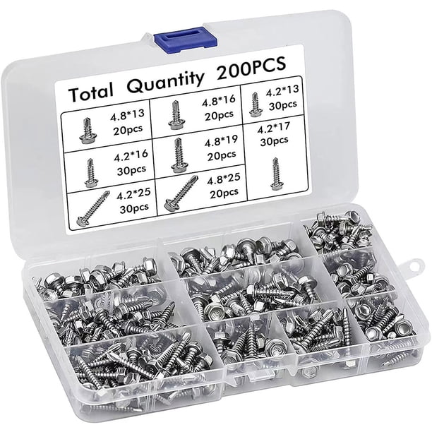 Tornillos de Acero Inoxidable Riwesomey 200 Piezas con Caja de Herramientas