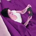 thumbnail image 3 of LUXURIOUS BEDDING Soft 1200 Series Long Staple 4 Piece Egyptian Cotton Bed Sheet Set ( Flat Sheet + Fitted 15'' + 2 Pillow Cases ) Double Brushed Breathable Sheets Plum Full XL, 3 of 4