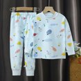 thumbnail image 2 of NOLDARES Boys Pajamas Cotton Planet Pjs Toddler 2 Piece Kids Clothes Set Fall Winter Sleepwear 6-12 Months 12-24 Months 2t 3t 4t 5t 6t 7t 8t 9t Children,Blue,18-24 M, 2 of 7
