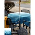 thumbnail image 5 of Outdoor Tablecloth with Umbrella Hole for Patio/Picnic/Party/Camping, Teal Blue Ombre Waterproof Table Cloth Square Cover Washable, Summer Beach Ocean Waves Coastal (54"x 54"), 5 of 9