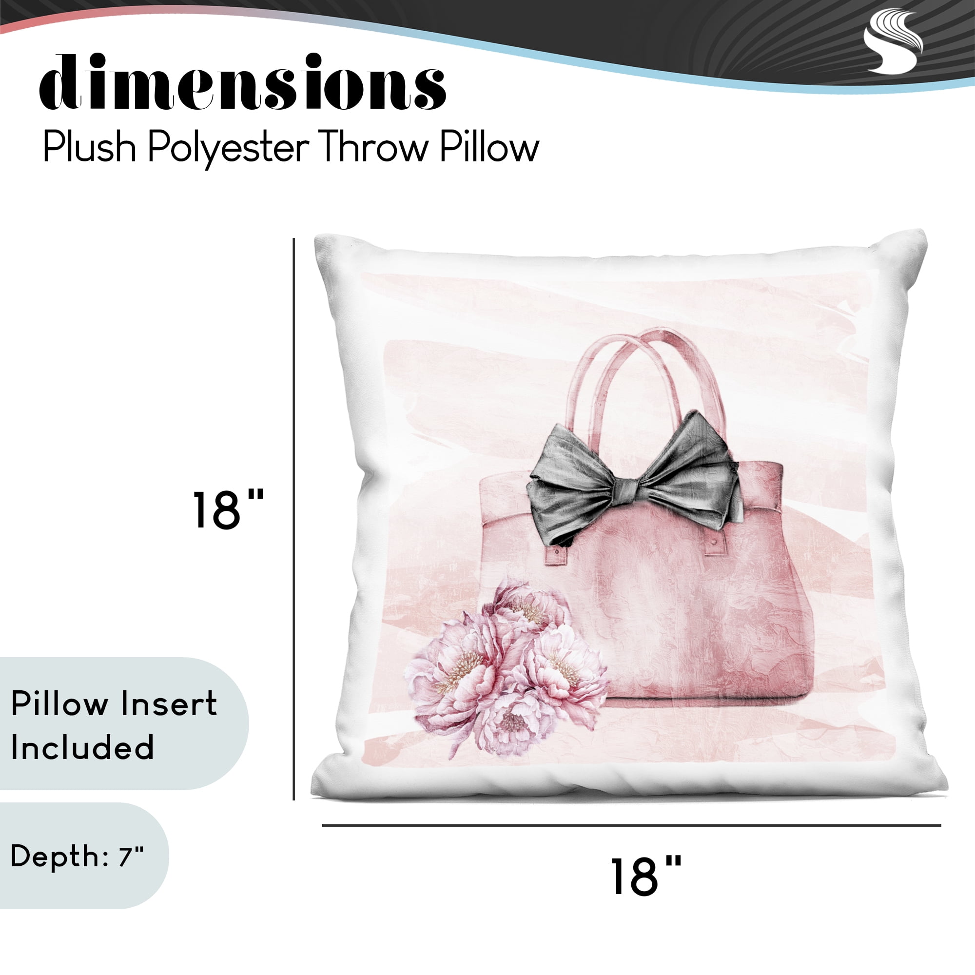 Stupell Industries Blush Glam Time Bag Decorative Printed Throw Pillow, design by Kim Allen, 18 x 7 x 18