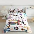 thumbnail image 2 of Manfei Musical Electric Guitar Queen Comforter Set,Cartoon Kitten Butterfly Bedding Sets,Valentines Day Gift Bedding Comforter Set For Teens,Breathable Home Decor,3-Piece, 2 of 8