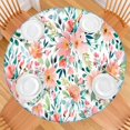 thumbnail image 2 of Pioneer Flower Floral Print Pattern Round Fitted Tablecloth with Elastic Edge,Dining Table Cover Waterproof,Outdoor Round Tablecloth for Camping,Dining,Indoor and Outdoor, 2 of 7